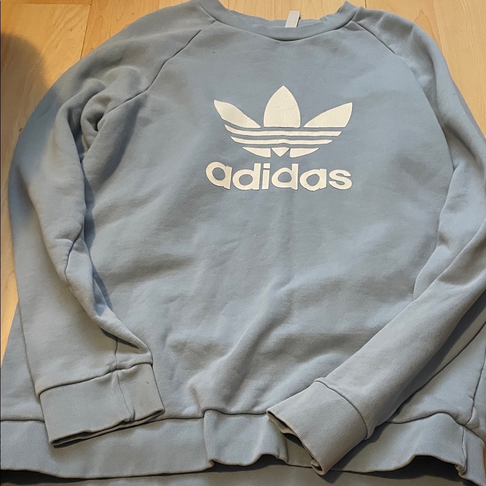 adidas Light Blue Trefoil Pullover Sweatshirt